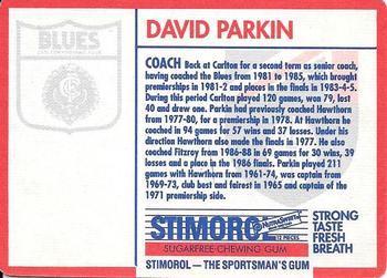1991 Scanlens Stimorol #88 David Parkin Back